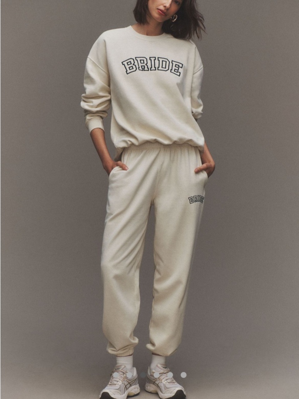 Anthropologie 'BRIDE' Sweatshirt & Joggers Set - Cream